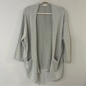 Anthropologie Donni Light Gray Long Side Pocket Cardigan Sweater One Size